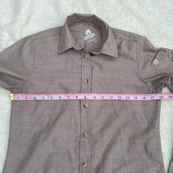 Women’s Chef Works Urban Collection chambray button down brown neutral sz small - Picture 4 of 6